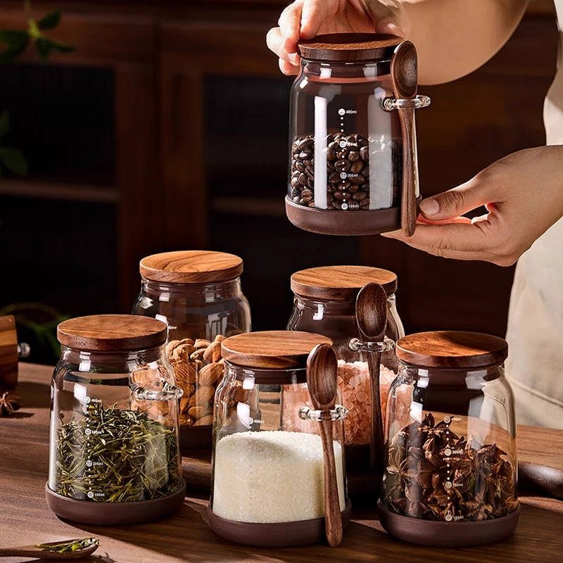 الغذاء الصف الزجاج مختومة جرة التوابل الحلوى السلع الجافة خزان حبوب البن الحلوى المعطرة الشاي تخزين جرة لوازم المطبخ