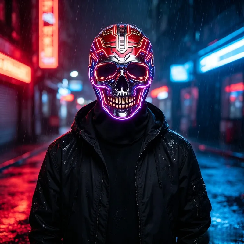 Customization Mechanical Skull 3D Printed Full Face Headgear, Suitable For Halloween, EDM Themed Parties, Carnival, Cosplay
