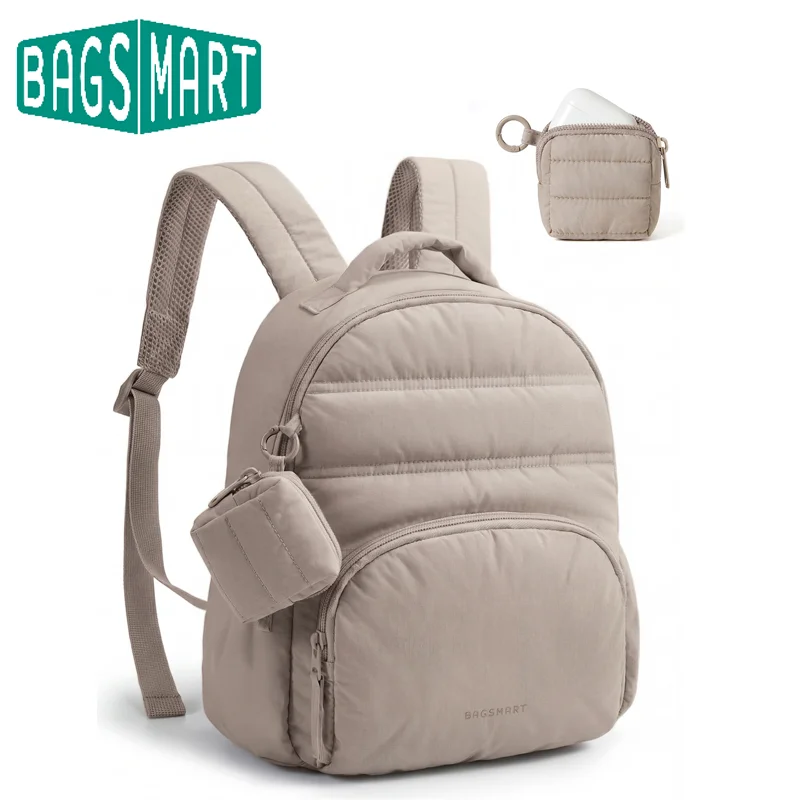Рюкзаки BAGSMART для ноутбуков малого размера для женщин: легкий стеганый мини-рюкзак, повседневный городской рюкзак, водонепроницаемая сумка для книг для колледжа