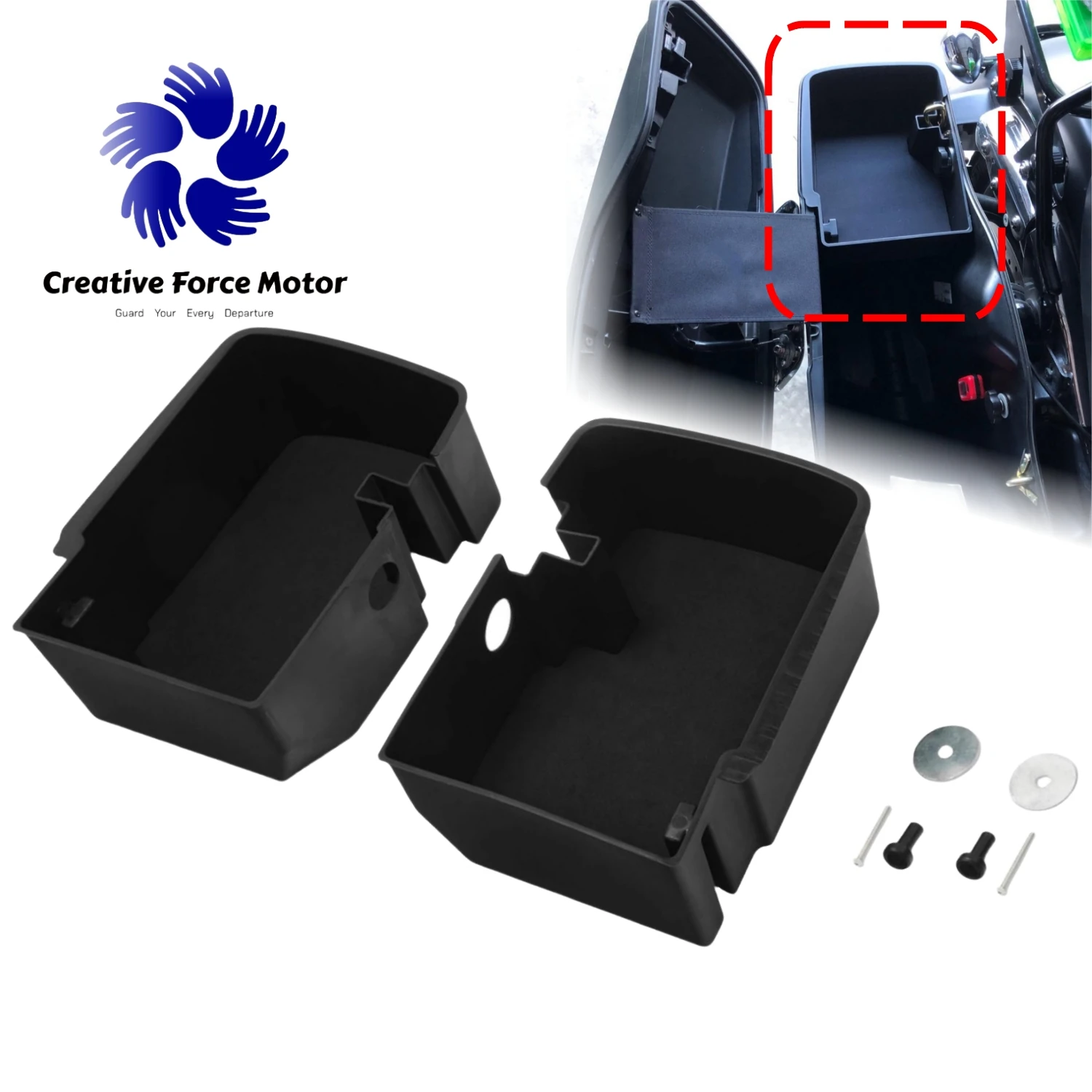 Top Shelf Hard Saddlebag Organizer Motorcycles Left Right Storage Tray For Harley Touring Road King Special Street Glide 2014-UP