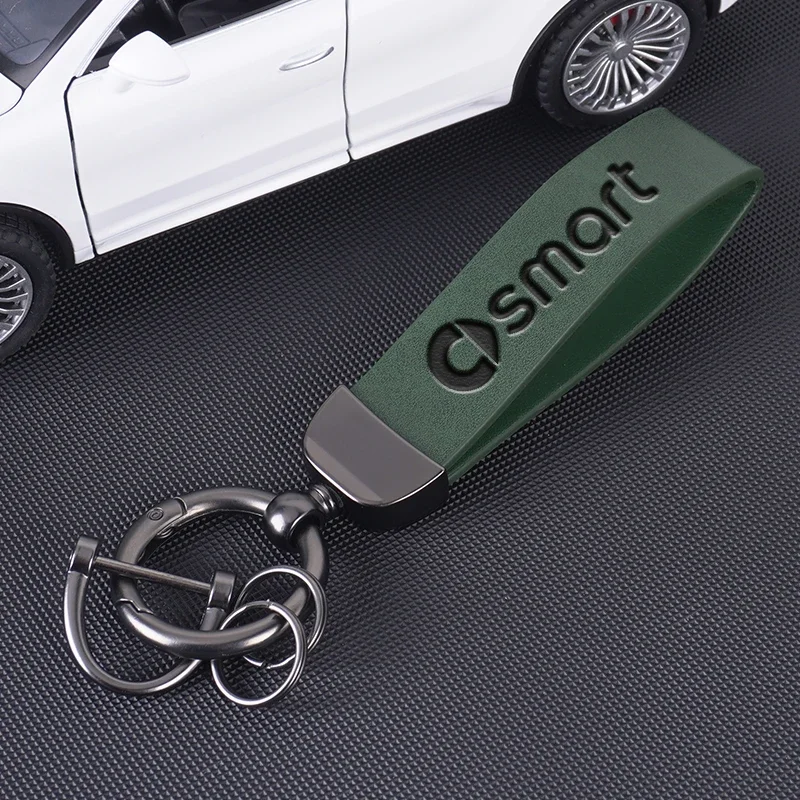 Car Key Organizer Leather Loop with 360° Swivel Ring Compatible with Smart Fortwo 452 451 454 Forfour 450 453 Coupe 6