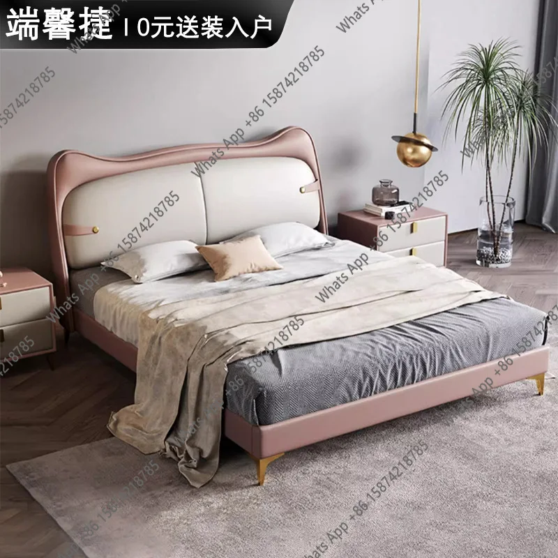 

Creative new cat high-footed leather children's bed, second bedroom, modern simple 1.35-meter storage bed