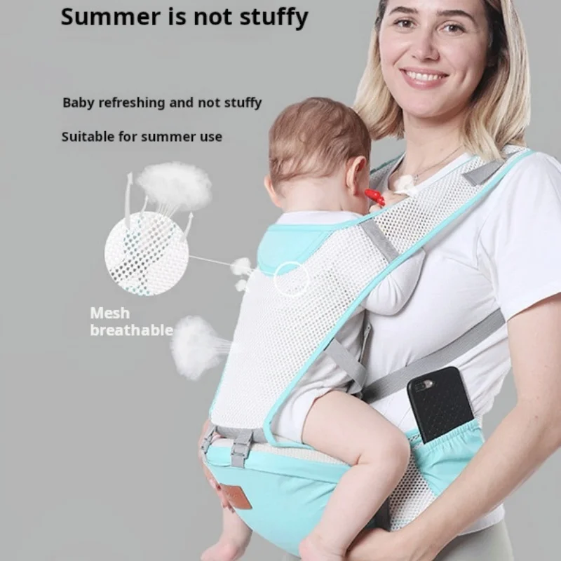 

ergobaby3D Mesh Baby Carrier with Hip Seat, Mint Green Summer Infant Backpack, Anti-Stuffy Cooling Toddler Waist Stool, Hands-Fr