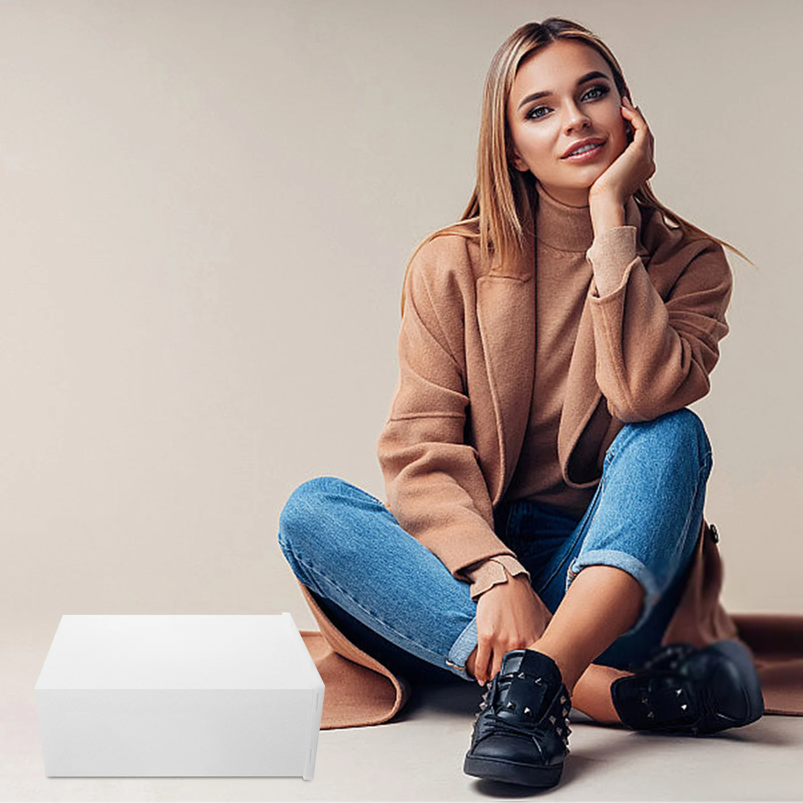 

31x20x11cm Women Shoes Box Stackable Pull Out Drawer Organizer for Accessories Belts Scarves Socks Cosmetics White