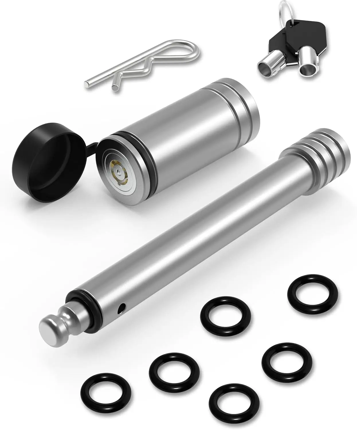 

Сверхмощный замок сцепного устройства прицепа, нержавеющая сталь 5/8 x 4', подходит для приемников 2,5–3 дюйма