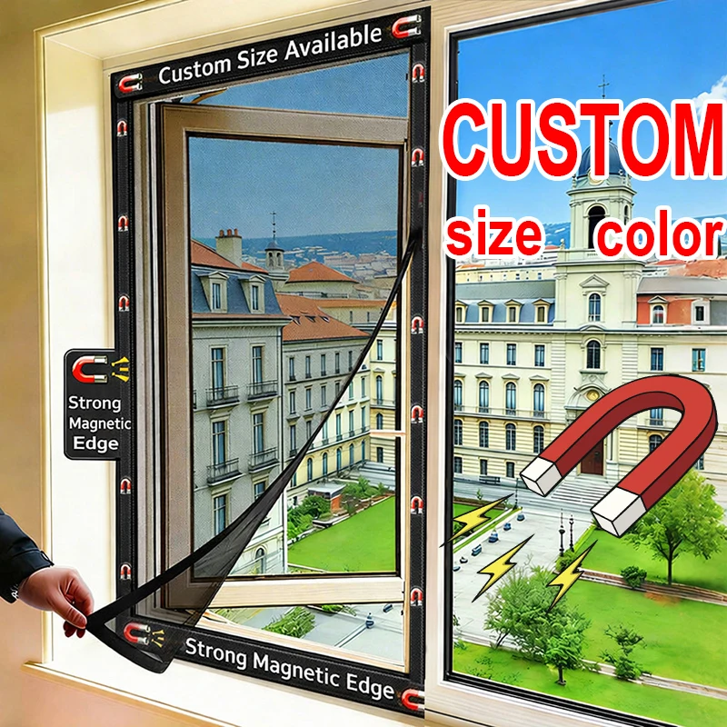 Mosquitera Magnética Resistente para Ventana, Malla  Fibra  Vidrio Invisible, Color Negro, Blanco o Gris, Tamaño Personaliza