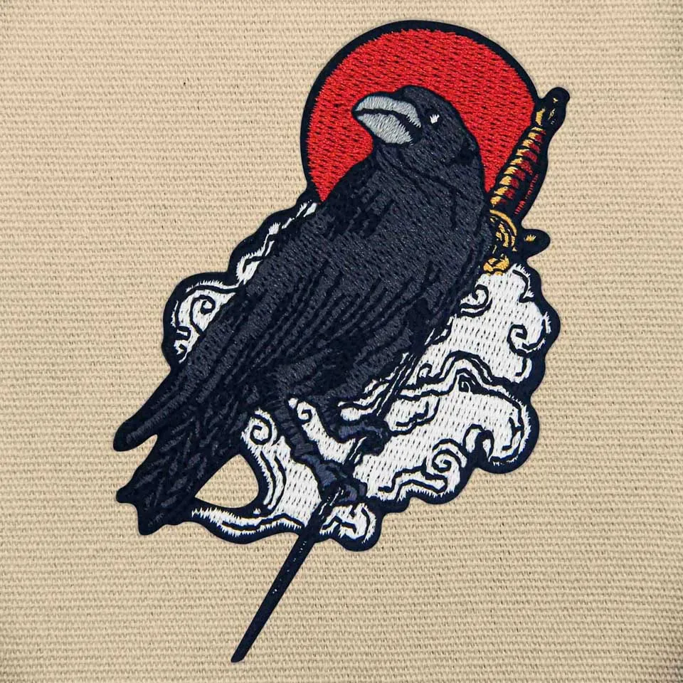 Embird Raven Embroidered Applique Iron on Patch Sew On Emblem