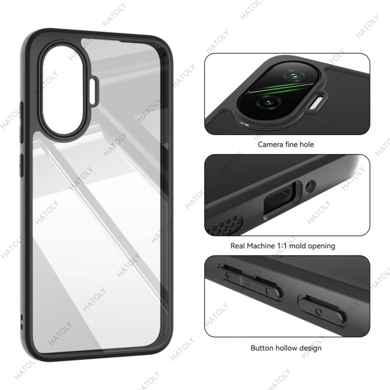 For Xiaomi Poco F7 Case For Poco F7 Turbo 4 Pro Anti-Shockproof TPU transparent black frame Case For Xiaomi Poco F7 Turbo 4 Pro