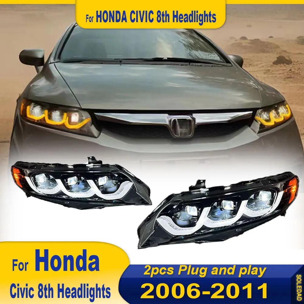 For Honda Civic 8th 2006 2007 2008 2009 2010 2011 Lights LED Projector head Lamp Daytime Running Light Accessories