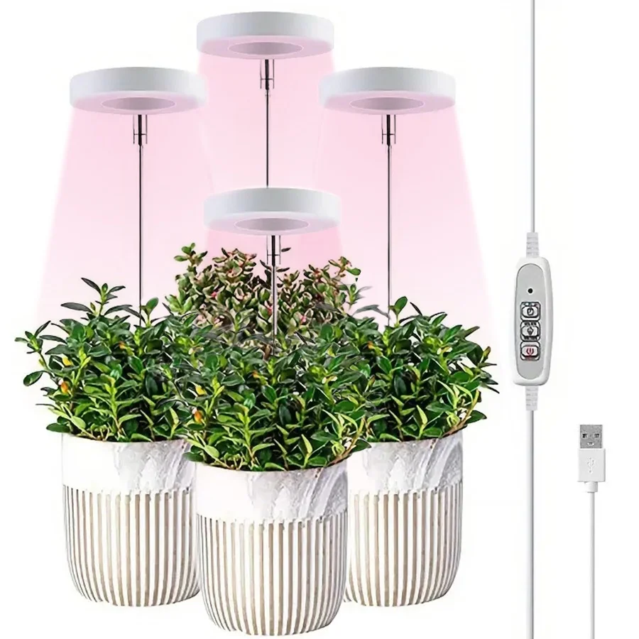 

1/2/3/4 pcs Grow Light, Full Spectrum LED Plant Light for Indoor Plants, Height Adjustable with Auto On/Off Timer 4 Dimmable