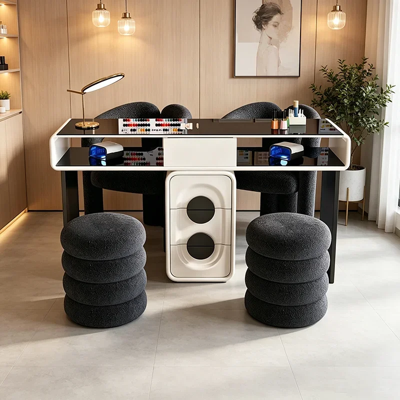 High Quality Design Nail Table With Storage Modern Minimalist Luxury Nail Desk Aesthetic Italian Table Onglerie Salon Furniture