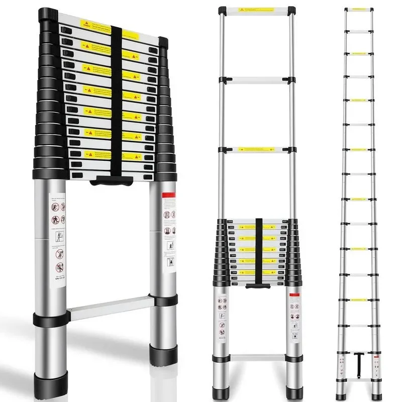 Telescopic extension ladder,aluminium one-touch telescopic folding with non-slip feet,portable multi-purpose indoor outdoor