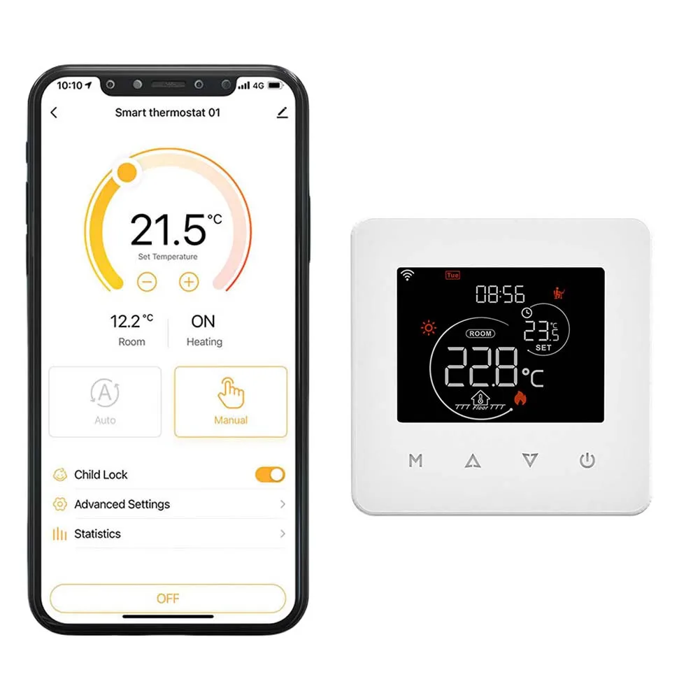

WiFi-термостат для умного дома, терморегулятор с управлением через приложение, беспроводной контроллер температуры, совместим с Alexa и Google Home