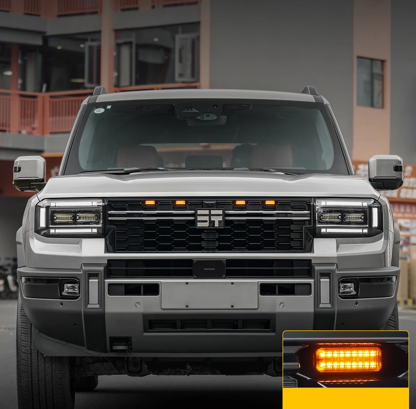 For Jetour G700 2025 2026 Car Front Bumper Small Yellow Light Grille LED Flashing Warning Daytime Running Light Auto Accessories