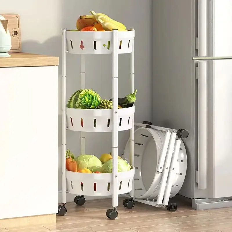 New Type Of Storage Rack With Rotating Storage Movable And Foldable Storage Rack With Wheels Floor Standing Household All-In-One