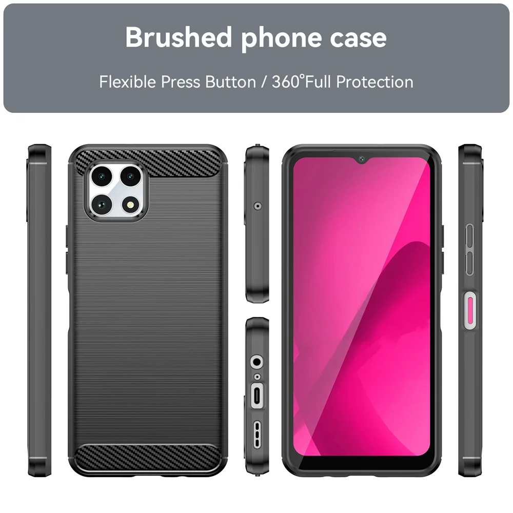 For T-Mobile REVVL 7 T Phone 2 5G Protective Case Shockproof Brushed Shield TPU Soft Bumper Shell Cover Funda