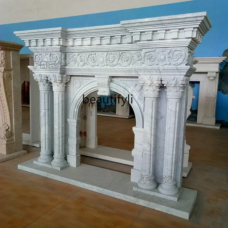 Y48 Stone mantel marble European Roman columns, stone decorative cabinet ornaments