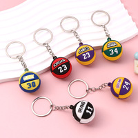 Mini Star Basketball keychain pendant PVC soft rubber Kobe James Jordan Curry Irving fan hanging gift