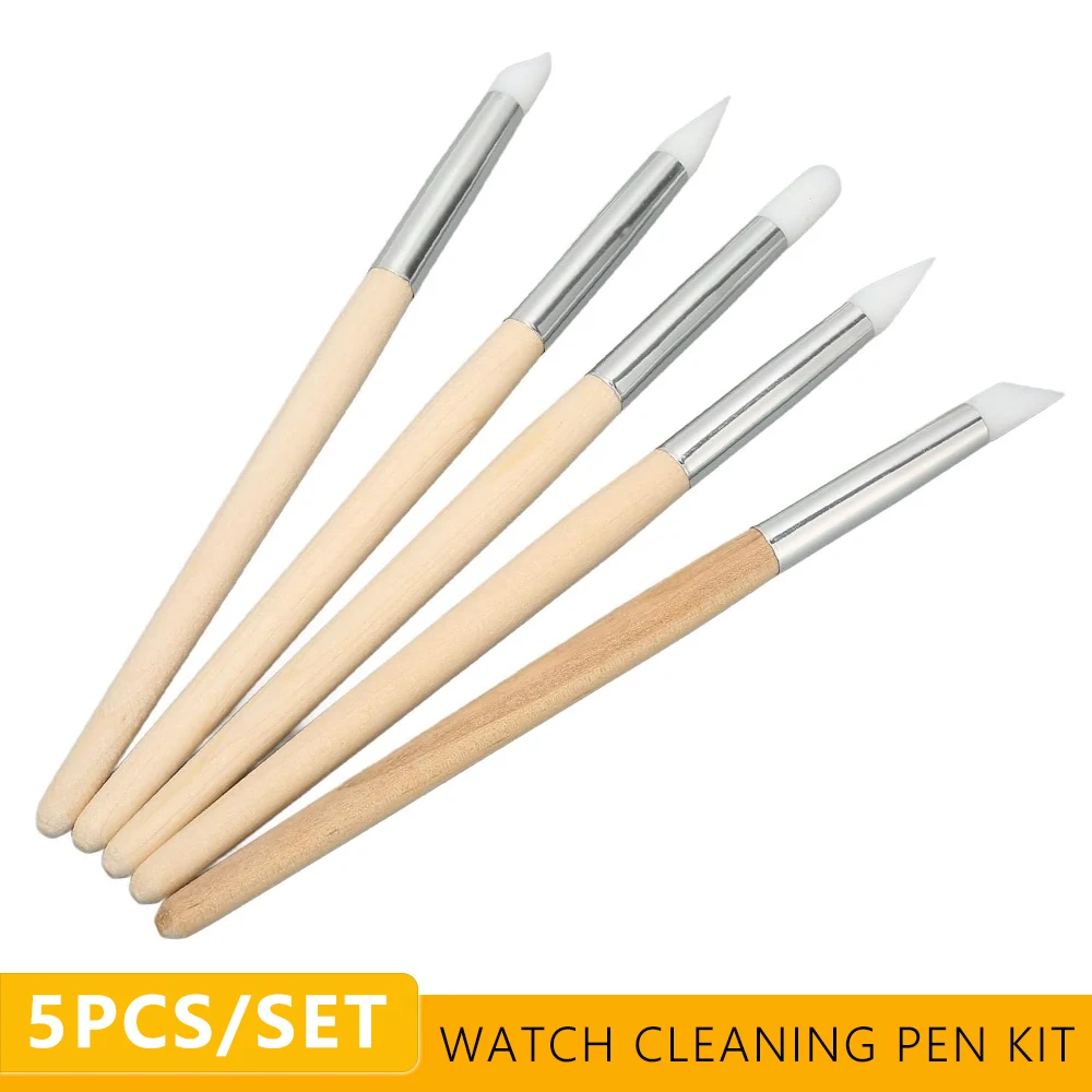 

5Pcs Watch Dial Cleaning Pen Nail Art Silicone Pen Carving Emboss Manicure Brushes Dust Cleaner High Quality watch Repair Tools