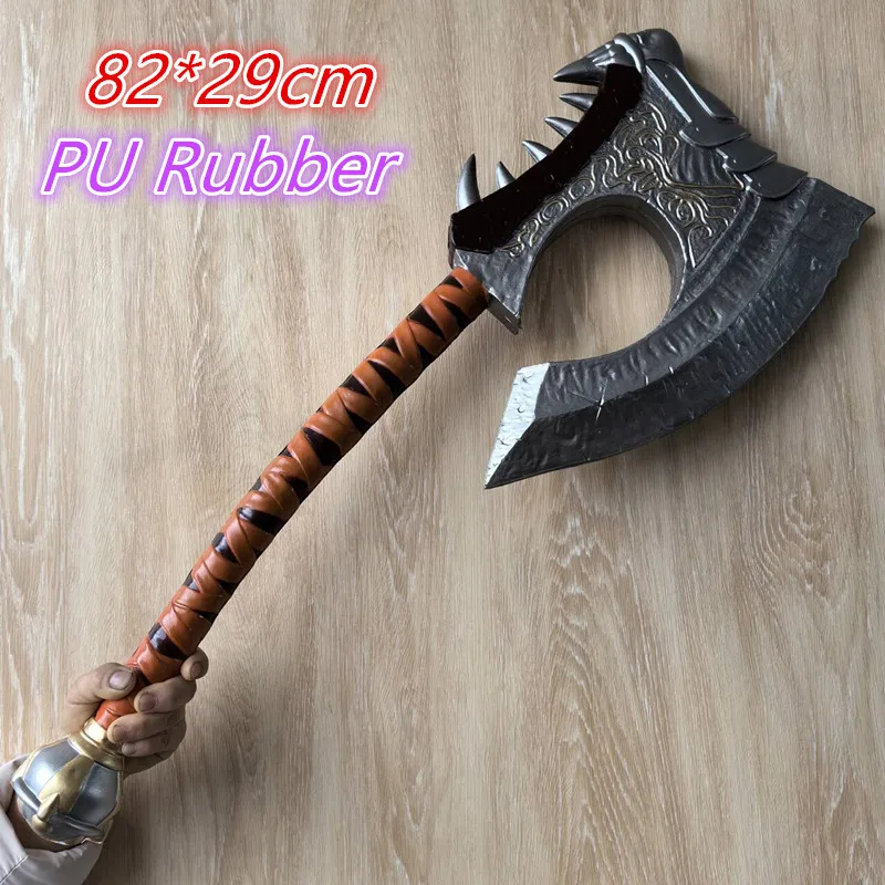 1:1 Halloween Anime Cosplay Prop Super hammer Medieval Gold Crown Sheep War Axe Weapon Role Play Movie Cos Gift Safety PU