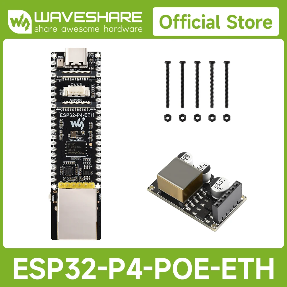 Waveshare ESP32-P4-ETH Development Board, With 100 Mbps RJ45 Ethernet Port, High-performance MCU with RISC-V 32-bit Dual-Core — product photo 1 of 1