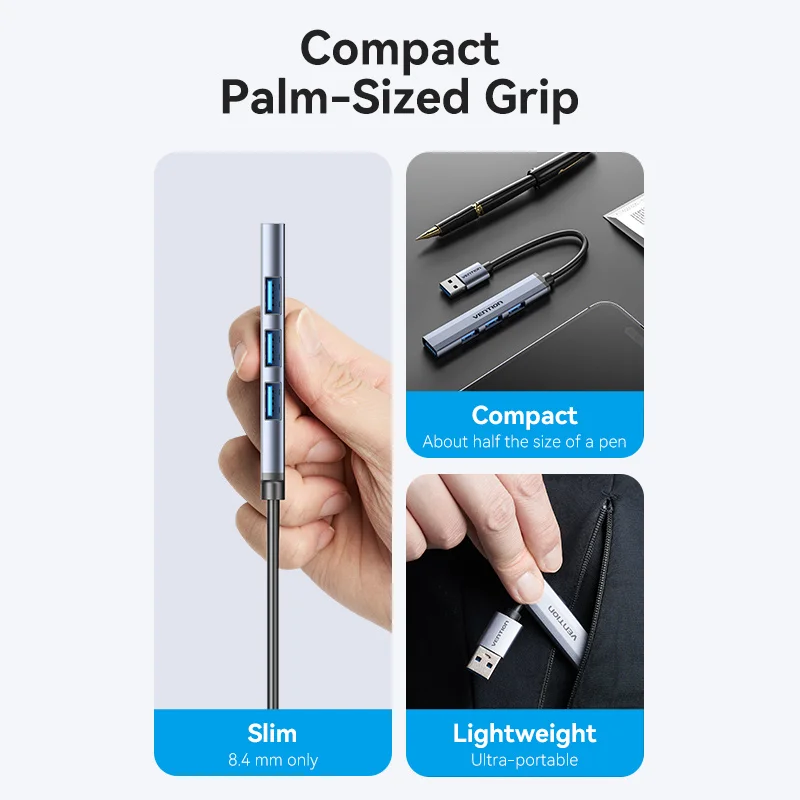 Vention 4-портовый концентратор USB 3,0 высокоскоростной usb-разветвитель для жестких дисков ноутбук ПК Компьютерные аксессуары флэш-накопитель Мышь Клавиатура