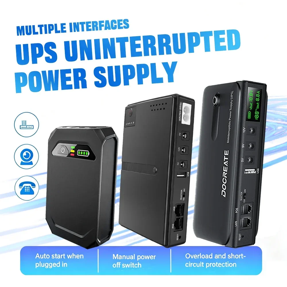 DC UPS 18W/36W Backup Power Supply 5V 9V 12V Uninterrupted Output For Router Modem Cellphone Tablet CCTV Security Monitor