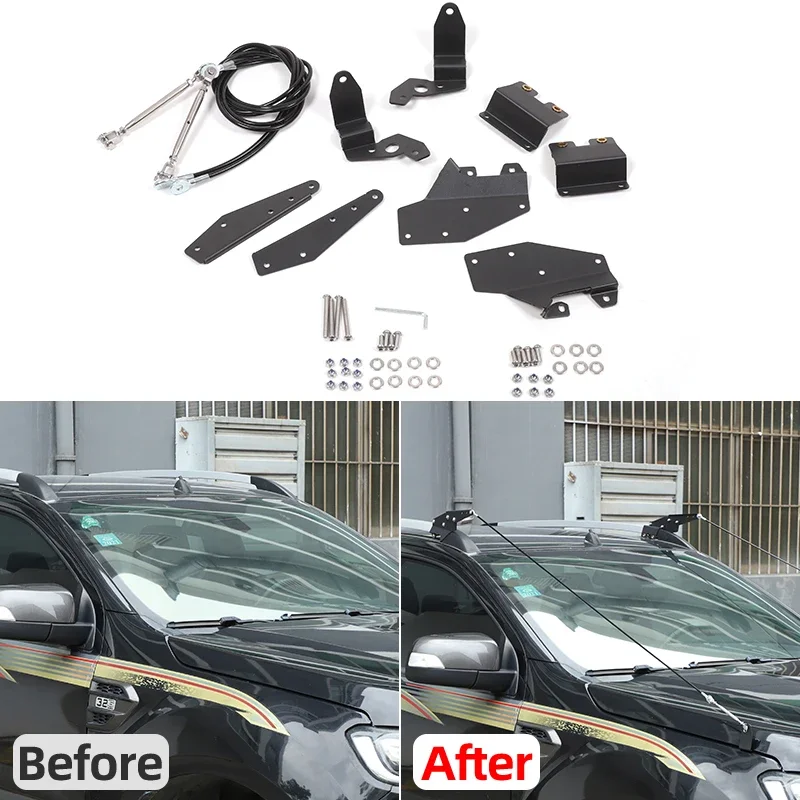 For 2015-2021 Ford Ranger 2015-2021 Car Through the Jungle Protection Hood Lock Buckle Obstacle Elimination Rope Car Accessories
