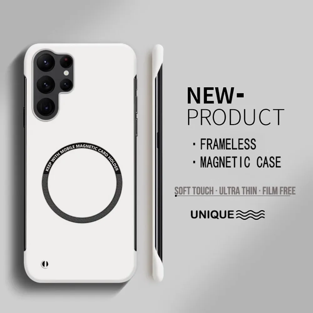 For Magsafe Magnetic Ultra Slim Frameless Case For Samsung S26 Ultra S25 S24 S23 FE S22 Plus Shockproof Bare Phone Grip Cover