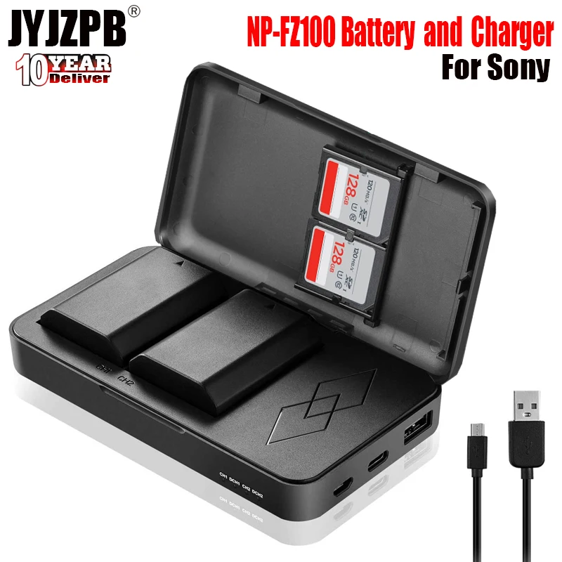 

NP-FZ100 Battery Replacement and A7iii Battery Charger for Sony A7IV, Sony A7 III, Sony A1, Alpha A7R III, A7R IV, A9, A9 II, A6