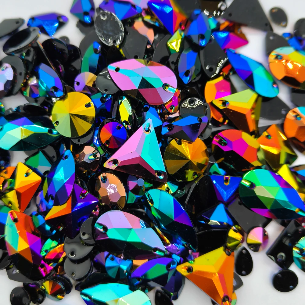 OLeeya 30pcs/50pcs/100pcs Mix Shapes Bling Flatback Rhinestone Decoration Crystal Stones Non Hotfix Resin Strass for DIY Crafts