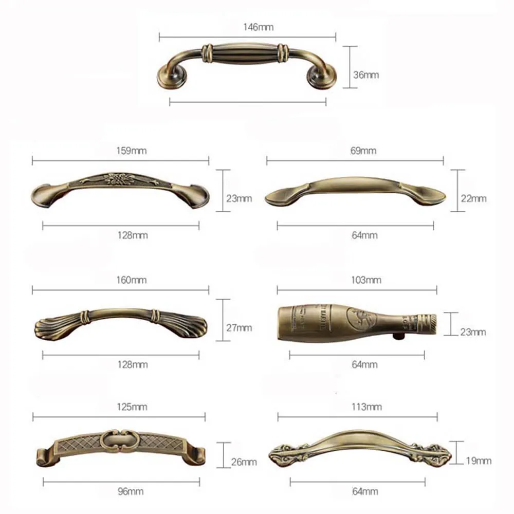 1 Pcs Vintage Cupboard Cabinet Dresser Pull handles Drawer Handles Furniture Hardware Door Knobs