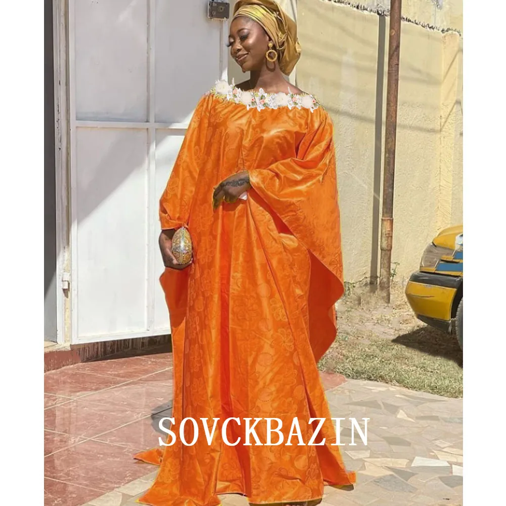 Original Bazin Riche Long Dresses For Ankara Nigeria Wedding Evening Gowns Dashiki Clothing Top Quality Cotton Basin Dress