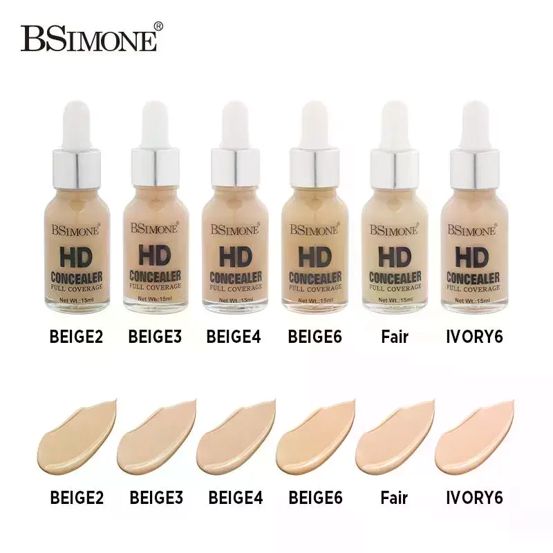 BSIMONE-Base líquida hidratante de 15ml, Control de aceite duradero, cubiertas naturales, flavos, ligeros, finos, transpirables, oculta las imperfecciones
