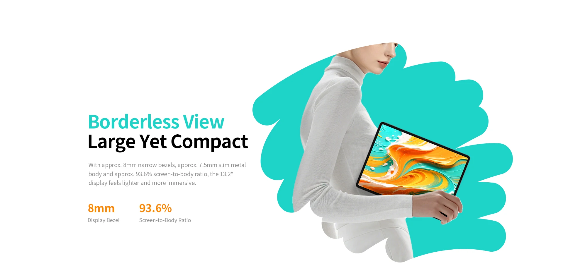Teclast ArtPad 13.2-inch 2.2K TDDI Tablets PC Max.48GB RAM 128GB ROM Android 16 Tablets T7300 8 Core 10000mAh 18W Fast Charge
