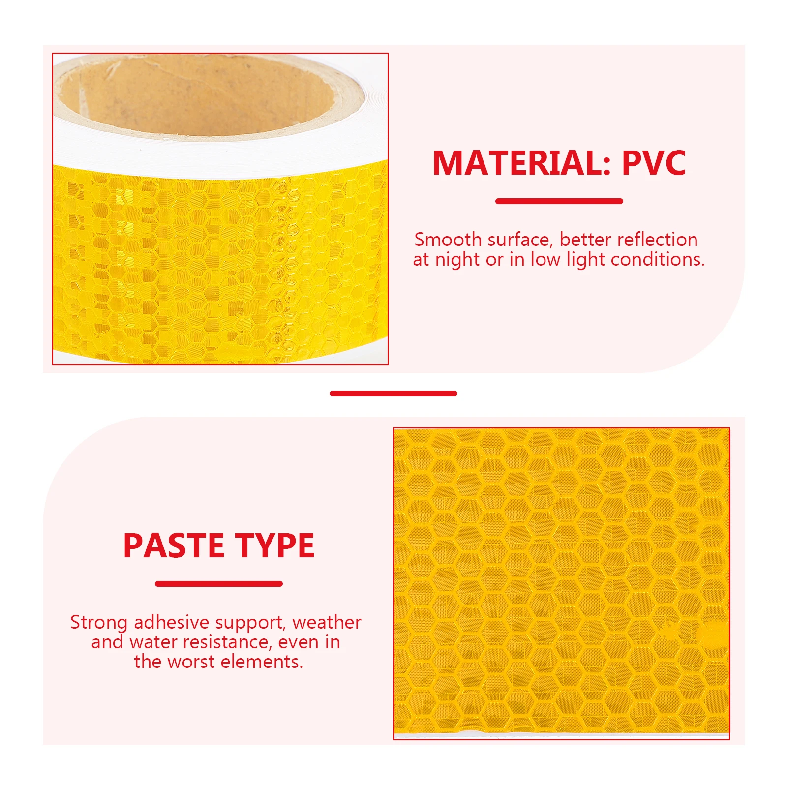 

Reflective Warning Tape Safety Night Fluorescent Adhesive Strong Waterproof Hexagonal Prism Long Lasting Visibility High