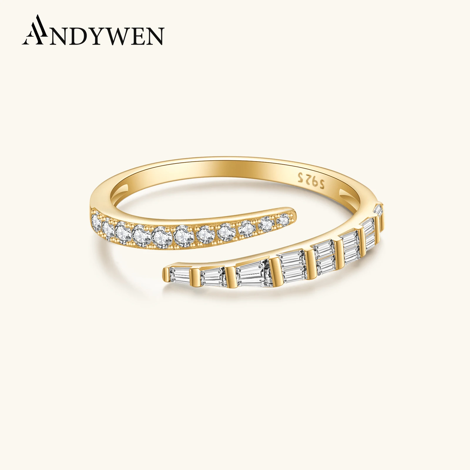 ANDYWEN kobiety 100% 925 srebro pierścionek z możliwością zmiany rozmiaru 2024 Fine Jewelry rocznica biżuteria weselna