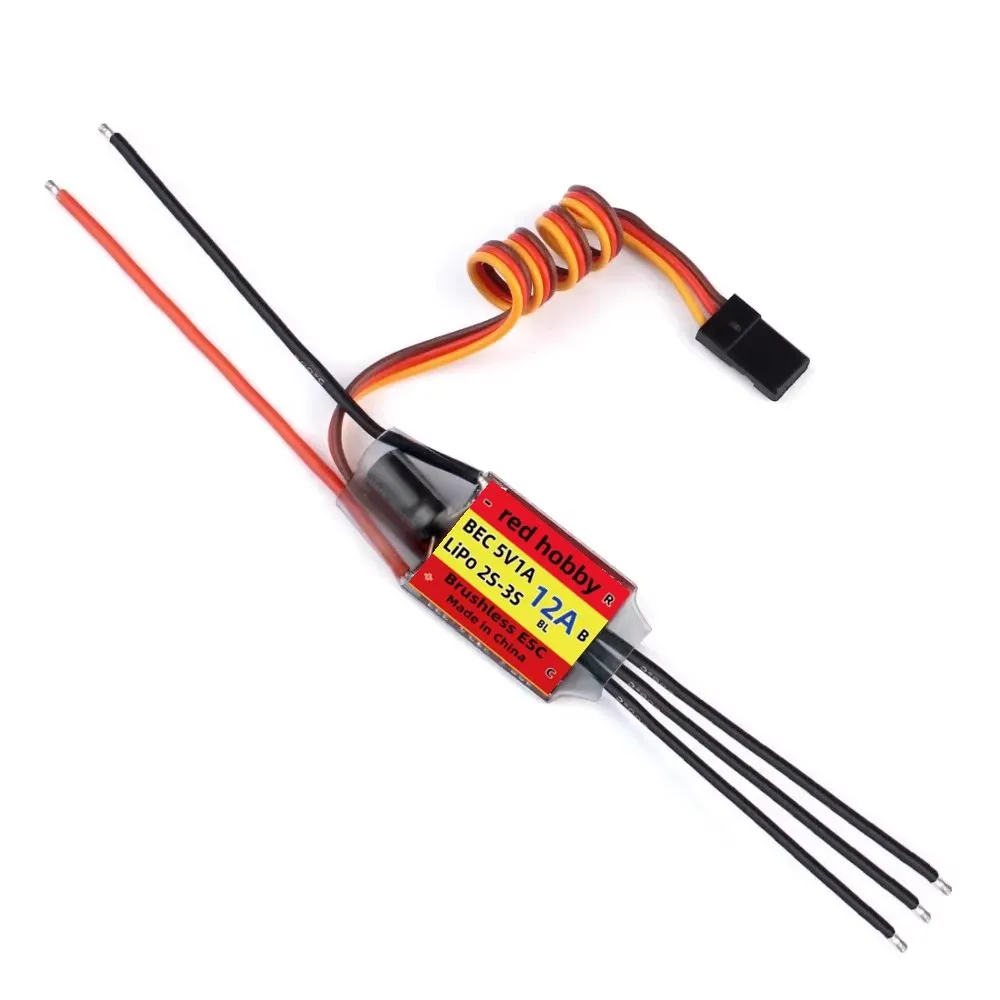 RedHobby ESC 2-3S 12A with Built-in 5V 1A UBEC | BLHeli Programmed for RC Cars/Planes/Helicopters