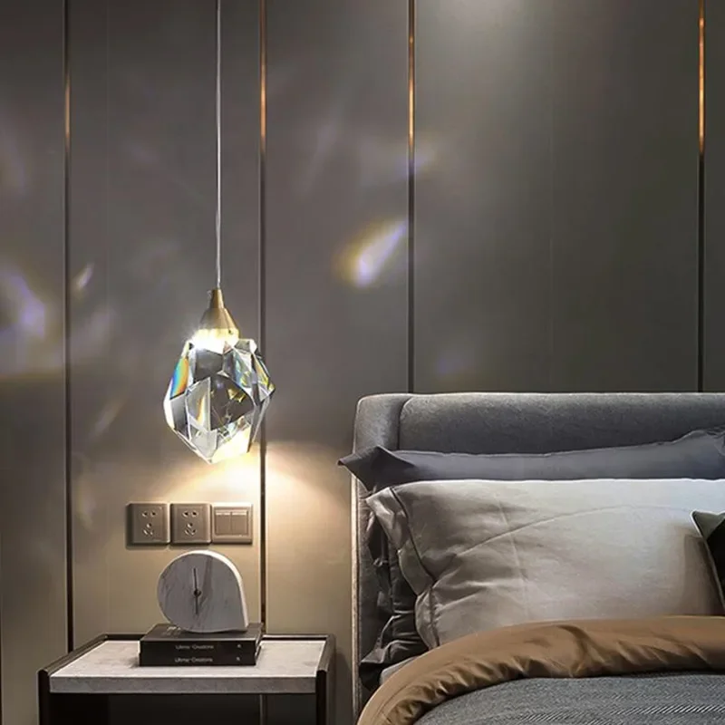 1-3-5 Head Pendant with Big Crystal Ball for Bedroom Living Home Decor Glod Base Chandelier Nordic LED Lighting Interior Lamp