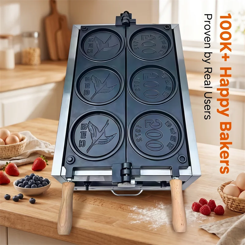 

Электрическая коммерческая двухсторонняя вафельница для монетных вафель из нержавеющей стали с антипригарным покрытием для кофейни, 110В/220В