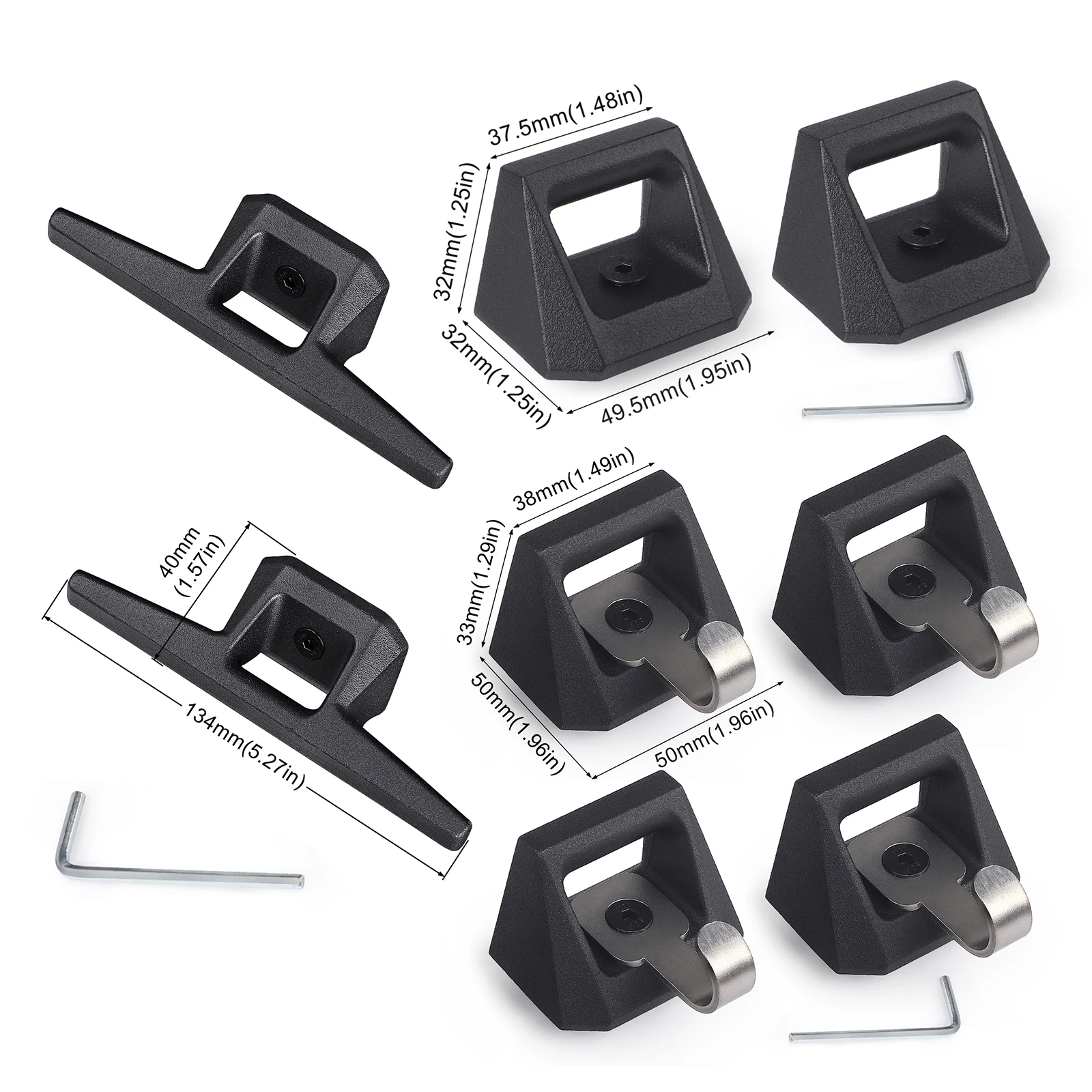 Black Track Accessories Set For Tesla Cybertruck 2024 Rear Bucket Pull Ring Car Track Equipment With 4 Hooks 2 D-rings 1 Opener