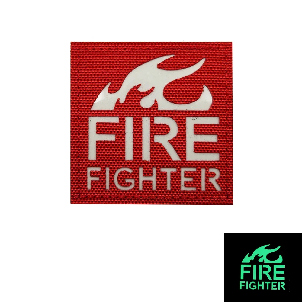 Firefighter Letters Rescue Team Reflective Embroidery patches for clothes Tactical Stickers  Morale Badges  Hook Loop patch