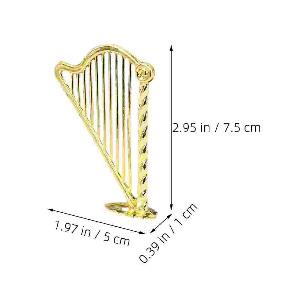 Mini Harp Simulation Decorative Instrument Toy House Miniature Plastic Stringed Work