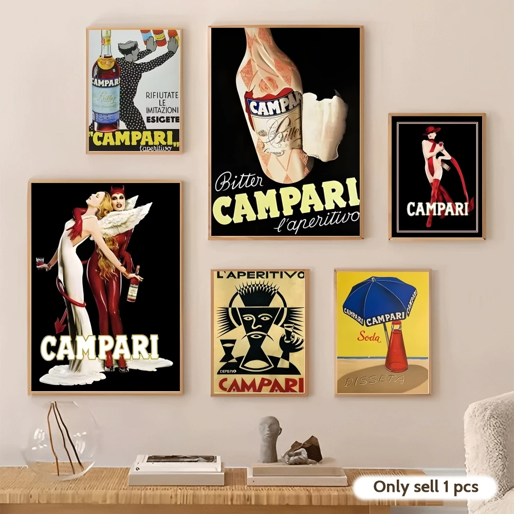 Póster estético de Campari Champagne Absinthe, impresión artística de pared para sala de estar, dormitorio, oficina, decoración moderna para el hogar, regalo