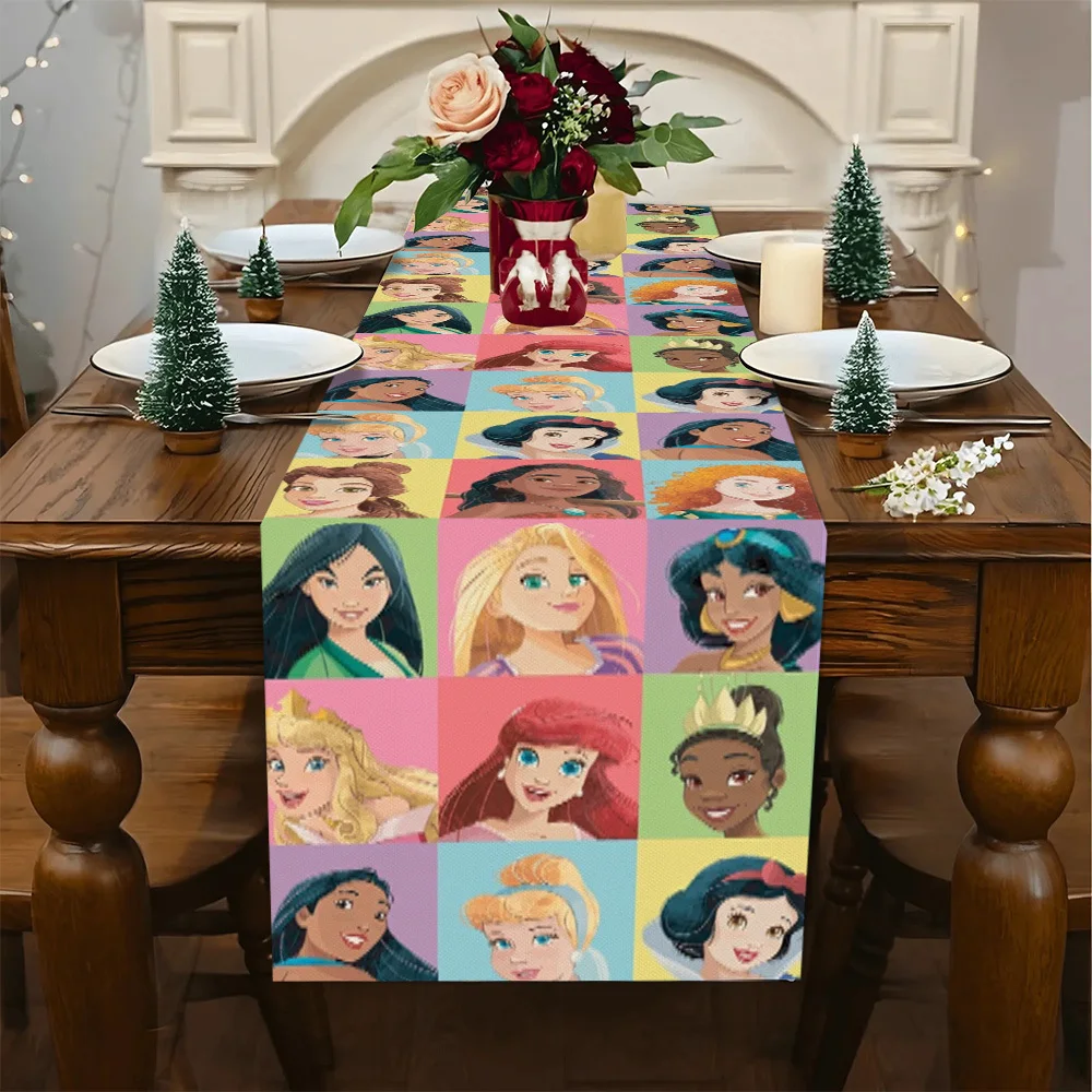 1 Piece Disney Princess Pattern Square Tablecloth, Washable Table Runner, Suitable for Dinner Parties, Family Gatherings, Home Decoration, Birthday Party Decoration