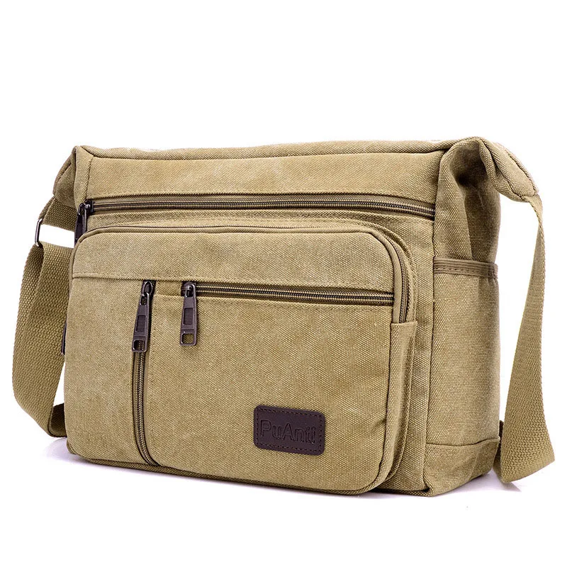 

Male Shoulder Sling Working Bags Bookbag Briefcase Canvas Crossbody Shoulder Bag Men Zipper Casual Travel Messenger Pack