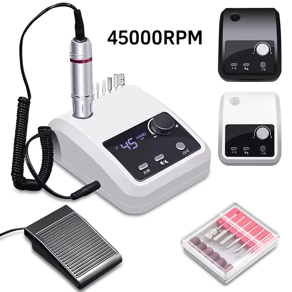 45000 rpm elétrica máquina de broca do prego para unhas arquivo elétrico hd display metal manicure caneta profissional torno lixadeira