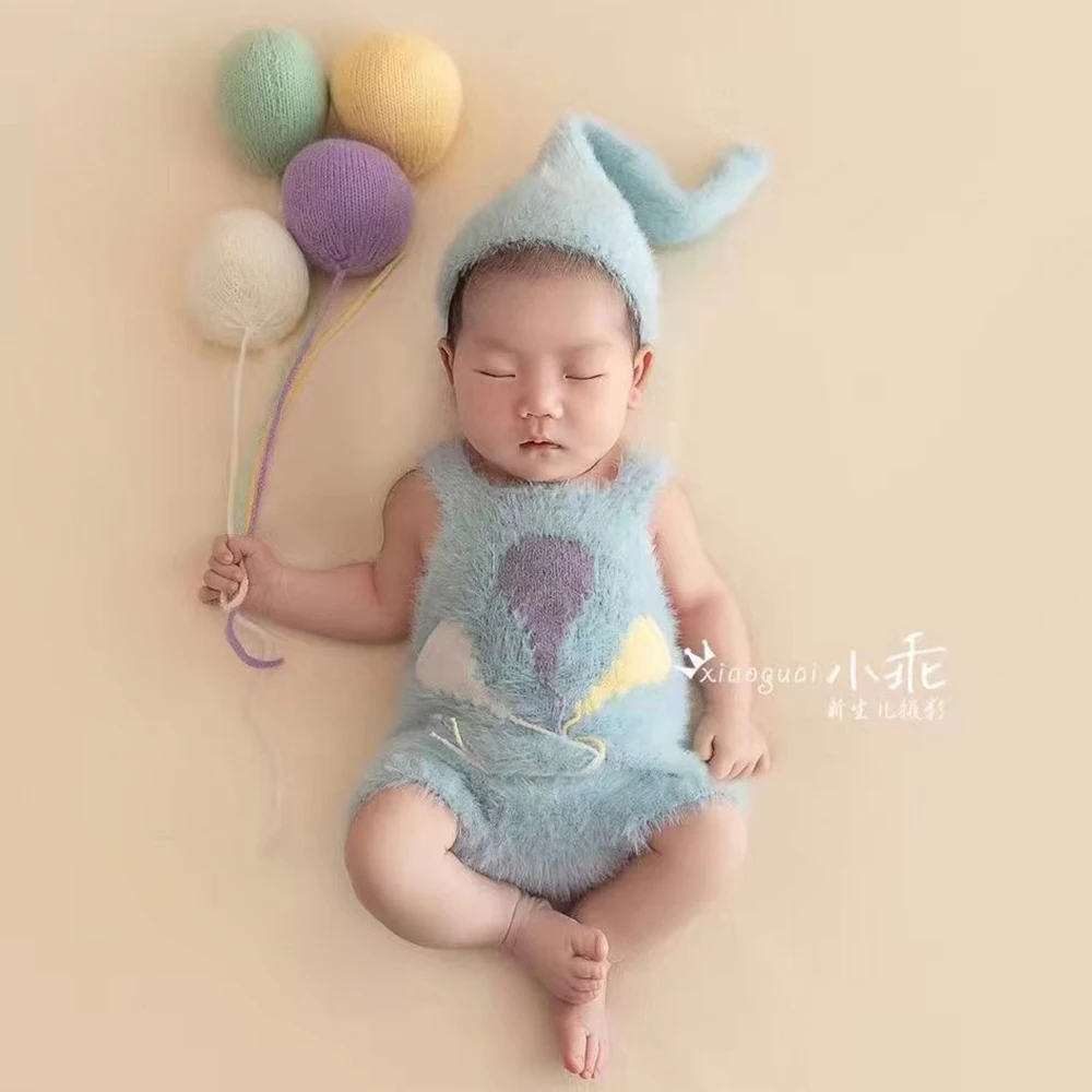 Bear Newborn Photography Outfit Knitted Newborn Boy Photoshoot Outfit Baby Boy Accessories Baby Costume Shooting Accessories