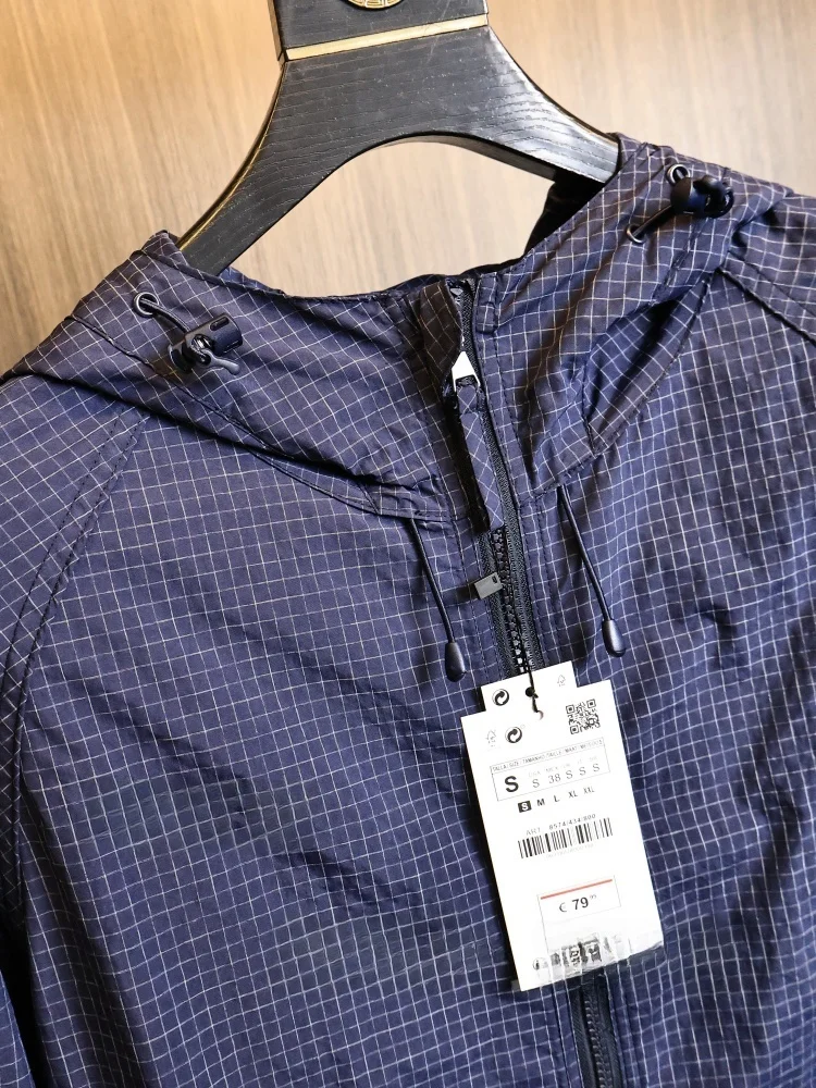 Lightweight Summer Men's Plaid Skin-Friendly Cool-Feeling UV Protection Clothing Fashionable Versatile Thin Sun Protection Ja...