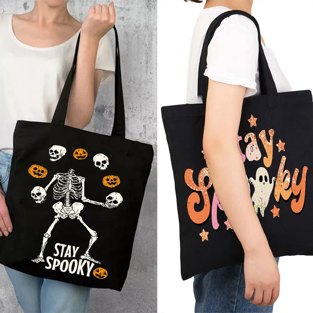 Spooky Season Tote Halloween Gift Shopping Bag Halloween Kids Shopper Mystical Funny Side Bag for Ladies Harajuku Shoulder Bag